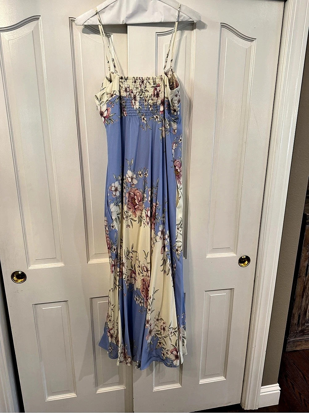 Yumi Kim Pebble Dress Floral Maxi Dress Blue & Cream XL